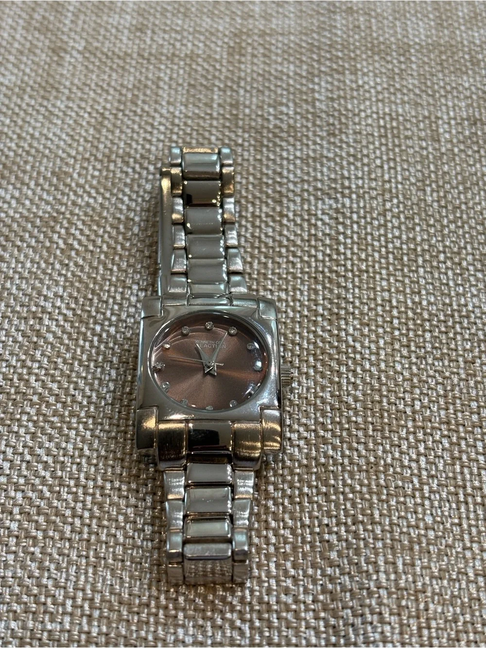 Kenneth Cole Reaction Silver Bracelet Watch with Brown Sunburst Dial